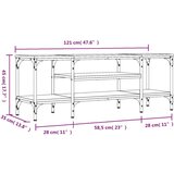 TV ormarić boja smeđeg hrasta 121x35x45 cm od drva i željeza | shoptok.hr