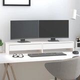  Stalak za monitor bijeli 100x27x15 cm od masivne borovine | shoptok.hr