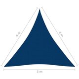 vidaXL Jedro za zaštitu od sunca od tkanine trokutasto 3x4x4 m plavo | shoptok.hr