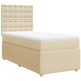vidaXL Box spring postelja z vzmetnico krem 80x200 cm blago, (21306002) Cene