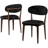 Hanah home set trpezarijskih stolica Onex 4 kom, crna bukle tkanina, drvene noge boje oraha | Eponuda.com