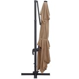 vidaXL Stranski senčnik LED in aluminijast drog 400x300 cm taupe | Shoptok.si