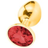 Sunfo - metalni analni dildo s kamenom (zlatno-crveni) | shoptok.hr