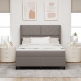  Krevet s uzdignutom podlogom i madracem - Taupe 140x190 cm Tkanina | shoptok.hr