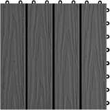  Pločice za trijem 11 kom reljefne WPC 30 x 30 cm 1 m² crne | shoptok.hr