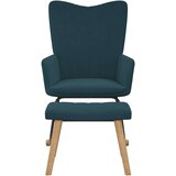 vidaXL Gugalni stol s stolčkom moder žamet | Shoptok.si