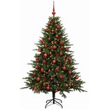  Umjetno božićno drvce s kuglicom 120 cm 150 LED lampica - Zelena 120 cm s LED-ima i crvenim lopticama | shoptok.hr