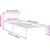  Okvir kreveta bez madraca bijeli 80 x 210 cm masivna borovina | shoptok.hr
