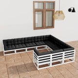 Maison Chic Seti vrtnega pohištva - Vrtna garnitura - Vrtni pohištvo set 10-delna z blazinami trdna borovina, (21815568) | Shoptok.si