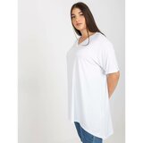 Fashion Hunters Plain white plus size blouse with a V-neckline Cene