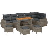 vidaXL 10-dijelni set vrtnih sofa s jastučićima sivi poli ratan akacija, 4-dijelni set vrtnih blagovaonica s jastučićima sivi poli ratan akacija | shoptok.hr