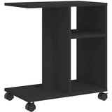 vidaXL Stranska mizica s kolesi črna 50x30x55 cm inženirski les | Shoptok.si