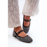 Kesi Eco-friendly suede ballerinas decorated with black Tinara rhinestones Cene