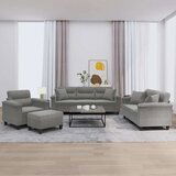  4-dijelni set sofa s jastucima tamnosivi od mikrovlakana | shoptok.hr