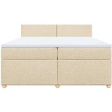 vidaXL Box spring postelja z vzmetnico krem 200x200 cm blago, (21309479) | Shoptok.si