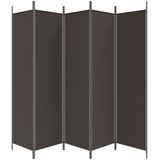 Sobna pregrada s 5 panela smeđa 250 x 200 cm od tkanine | shoptok.hr