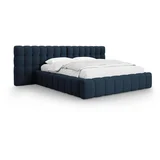 Micadoni Home Tamno plavi tapecirani bračni krevet s prostorom za odlaganje s podnicom 180x200 cm Mamaia –