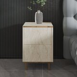 Hanah home noćni ormarić imaj - travertine, gold travertinegold nightstand