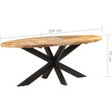  Blagovaonski stol ovalni 200 x 100 x 75 cm od grubog drva manga | shoptok.hr