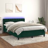 Krevet box spring s madracem LED tamnozeleni 140x200 cm baršun | shoptok.hr