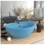 vidaXL Luksuzni ovalni umivaonik mat svjetloplavi 58 5x39 cm keramički | shoptok.hr