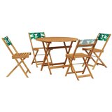  5-dijelni vrtni blagovaonski set uzorkom lišća tkanine i drva | shoptok.hr