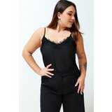 Trendyol Curve Black Strap Lace Woven Plus Size Blouse Cene