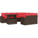 vidaXL 9-delni vrtni komplet sedežnih garnitur z blazinami rjav poli ratan, (5000334726) | Shoptok.si