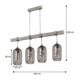Brilagi Luster na sajli WOOD GLASS 4xE27/60W/230V borovina/siva/zadimljeno-siva | Eponuda.com