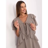 Italy Moda Dress-MI-SK-102128.61-dark beige | Shoptok.si