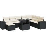 Maison Chic Seti vrtnega pohištva - Vrtna garnitura - Vrtni pohištvo set 9-delna z blazinami črn poli ratan, (21798345) | Shoptok.si