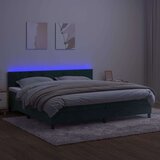  Box spring postelja z vzmetnico LED tem. zelena 200x200cm žamet, (20899629) | Shoptok.si