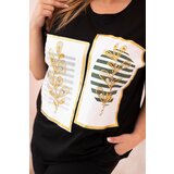 Kesi Włoski Women's cotton Plus Size blouse with rhinestones black + khaki | Shoptok.si