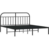  Metalni okvir za krevet s uzglavljem crni 180x200 cm | shoptok.hr