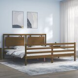 vidaXL Posteljni okvir z vzglavjem medeno rjav 200x200 cm trden les Cene
