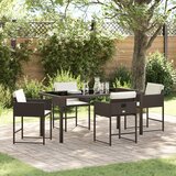 vidaXL 5-delni zunanji set jedilne mize z blazinami Rjava Poly ratan | Shoptok.si