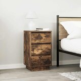  Noćni ormarić s LED svjetlima boja dimljenog hrasta 38x34x65 cm | shoptok.hr