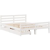vidaXL Posteljni okvir s predali bel 160x200 cm trdna borovina, (21338139) | Shoptok.si