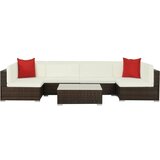 The Living Store Vrtna sedežna garnitura z blazinami 7-delna poli ratan rjava - Sedežna Garnitura, (21479503) | Shoptok.si