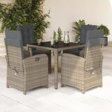  The Living Store Vrtna jedilna garnitura 5-delna z blazinami siv poli ratan - Vrtna Jedilna Garnitura, (21481587) | Shoptok.si