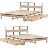 Krevet s regalom za knjige bez madraca 140x190 cm od borovine | shoptok.hr