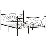 Maison Chic Posteljni okvir - Dvoposteljna postelja - Zakonska postelja z letvenim dnom črn kovinski 160x200 cm, (21693811) | Shoptok.si