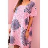 Kesi Włoski Women's cotton dress with oriental pattern light pink | shoptok.hr