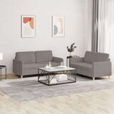  2-dijelni set sofa s jastucima smeđesivi od tkanine Cijene