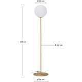 Kave Home Bela/v zlati barvi stoječa svetilka s steklenim senčilom (višina 165 cm) Brisia – | Shoptok.si