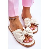EVENTO PE1 Women's Leather Slippers With Bow White Becky | shoptok.hr