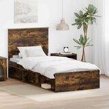  Okvir za krevet s uzglavljem Dimljeni hrast 90 x 190 cm | shoptok.hr