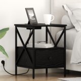 vidaXL Nočna omarica Črni hrast 41.5 x 40.5 x 55 cm Konstruiran les | Shoptok.si