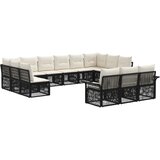 vidaXL Vrtna sedežna garnitura 13 pcs Črna poli ratan, (5000270081) | Shoptok.si