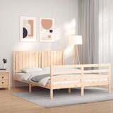 Maison Chic Posteljni okvir - Dvoposteljna postelja - Zakonska postelja z vzglavjem 160x200 cm trden les-J5695, (21760740) | Shoptok.si